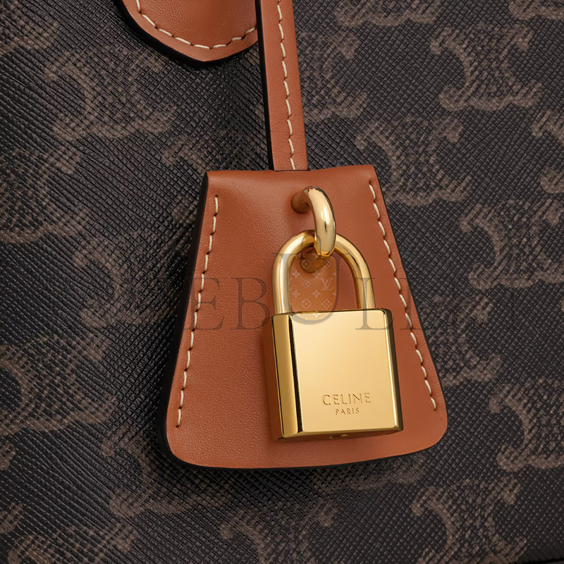 CELINE TEEN HONORINE BAG IN TRIOMPHE CANVAS AND CALFSKIN 120682DNK.04LU (22.5*17*10cm)